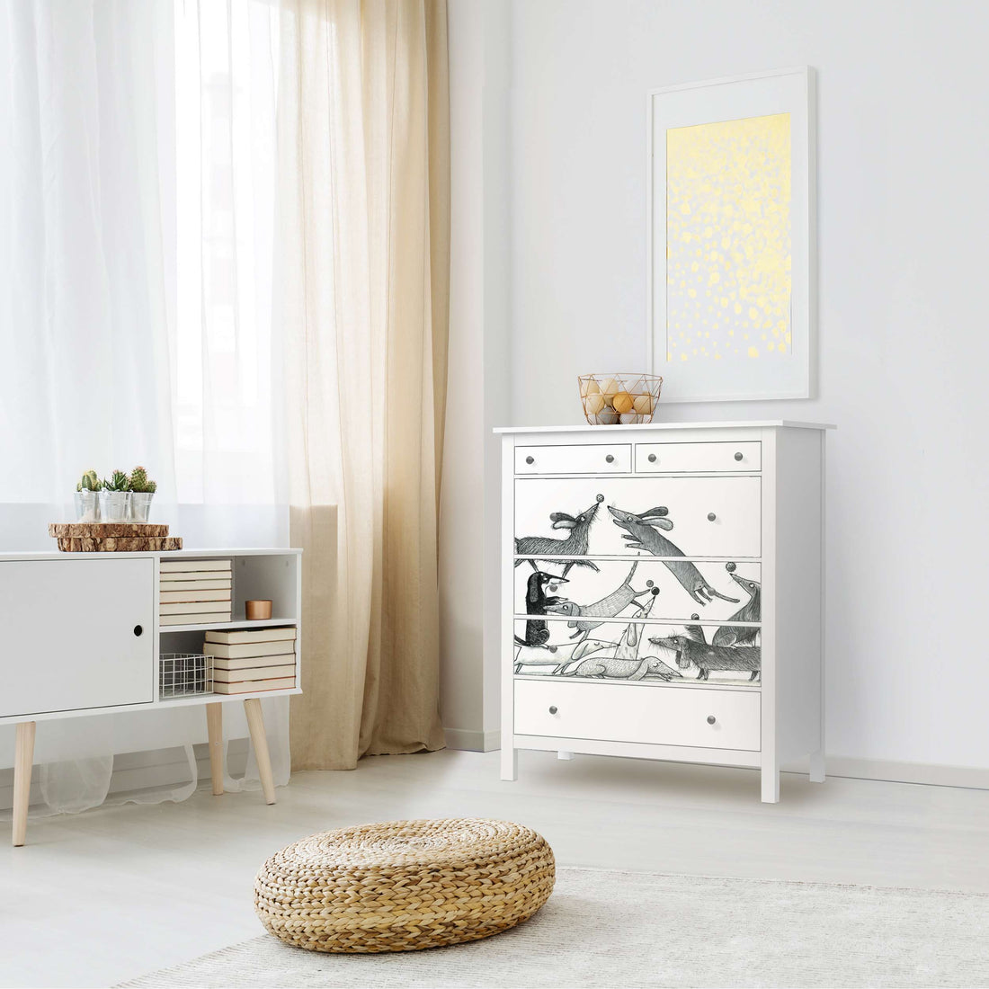 Klebefolie Akrobaten Dackel - IKEA Hemnes Kommode 6 Schubladen - Kinderzimmer