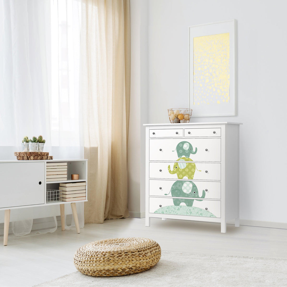 Klebefolie Elephants - IKEA Hemnes Kommode 6 Schubladen - Kinderzimmer
