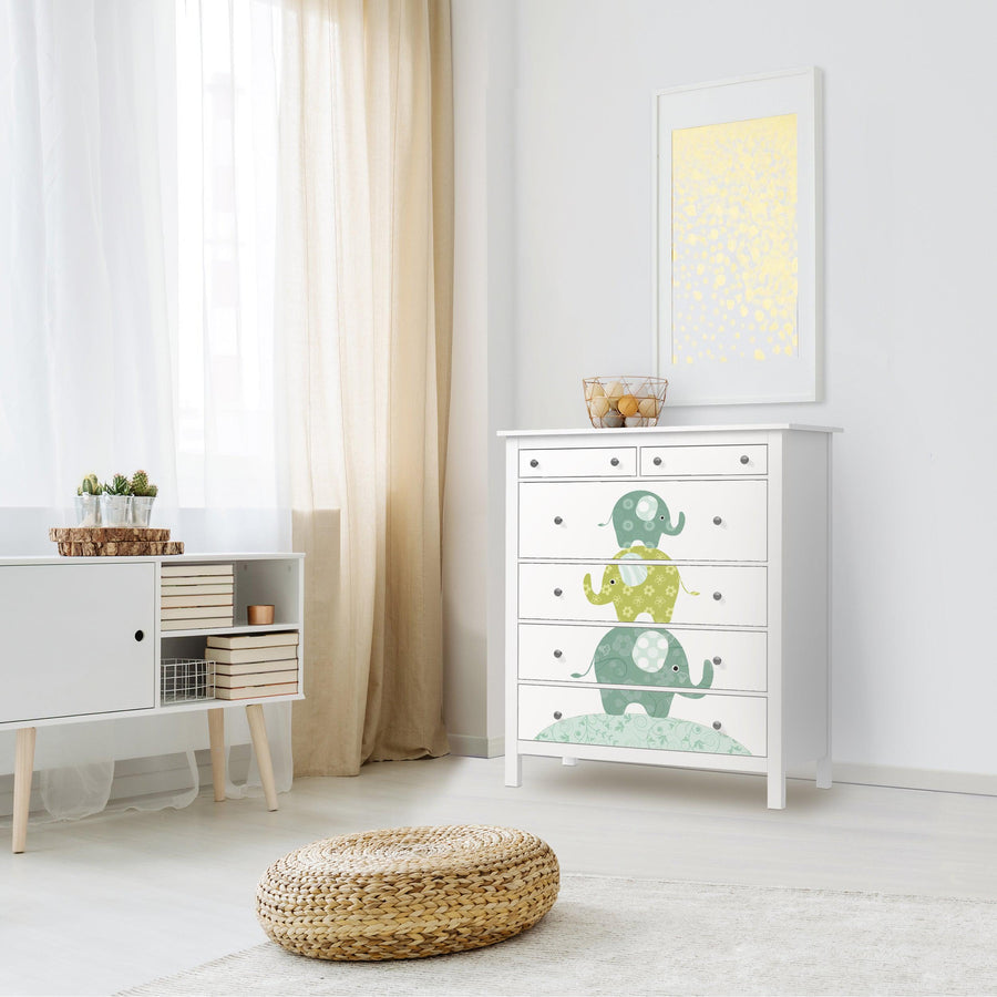 Klebefolie Elephants - IKEA Hemnes Kommode 6 Schubladen - Kinderzimmer