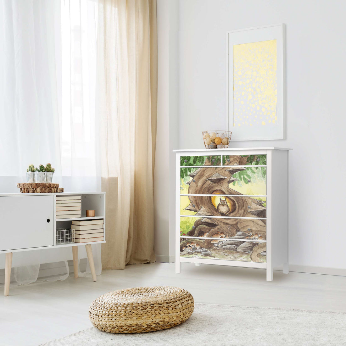 Klebefolie Eulenbaum - IKEA Hemnes Kommode 6 Schubladen - Kinderzimmer