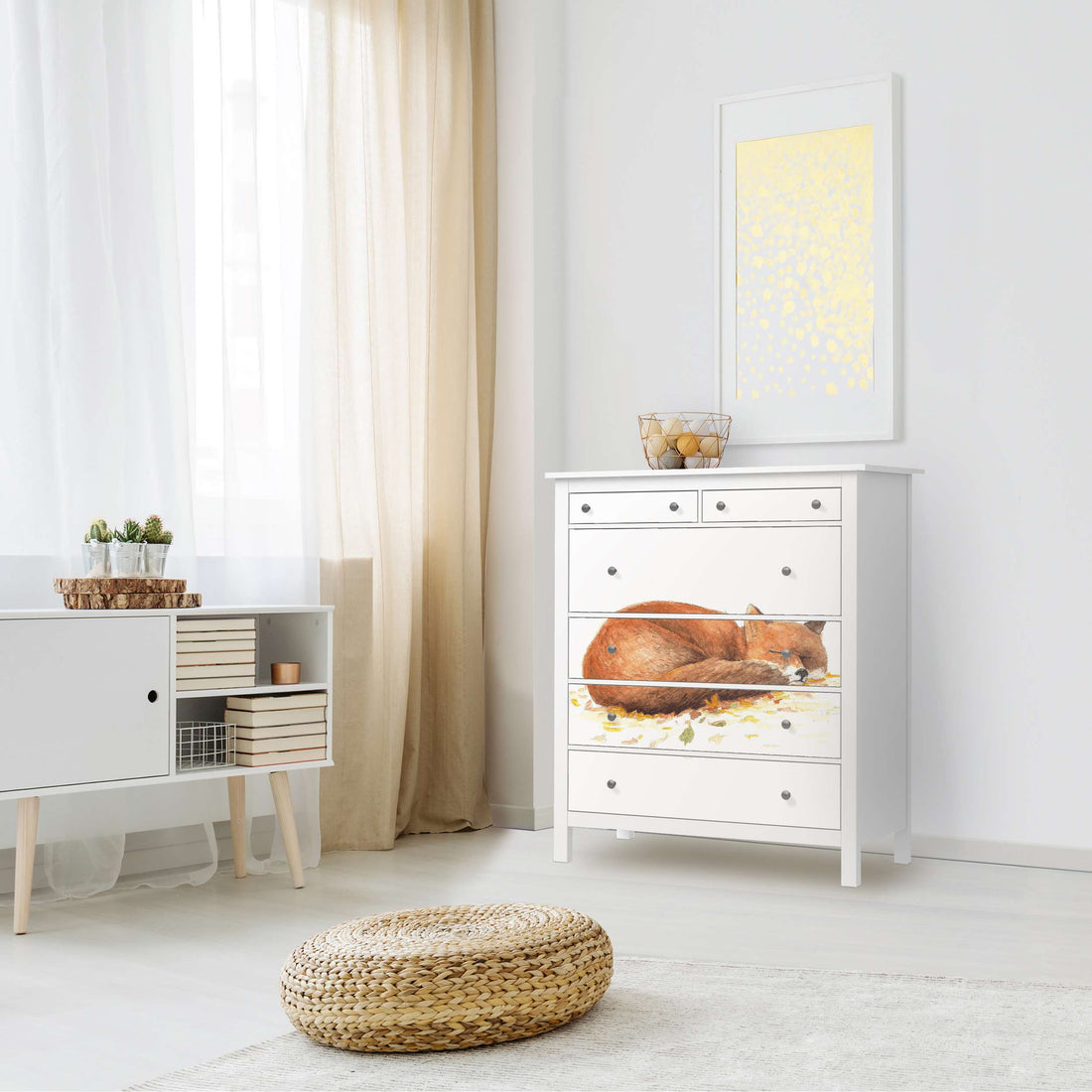 Klebefolie Fuchs  - IKEA Hemnes Kommode 6 Schubladen - Kinderzimmer