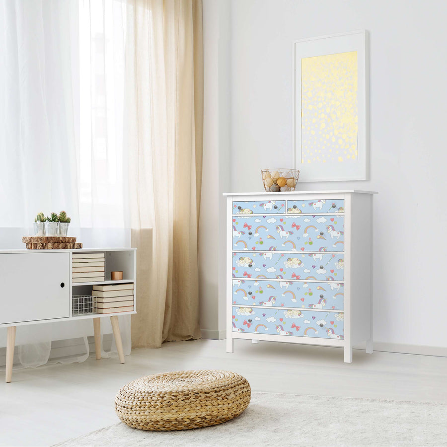 Klebefolie Rainbow Unicorn - IKEA Hemnes Kommode 6 Schubladen - Kinderzimmer
