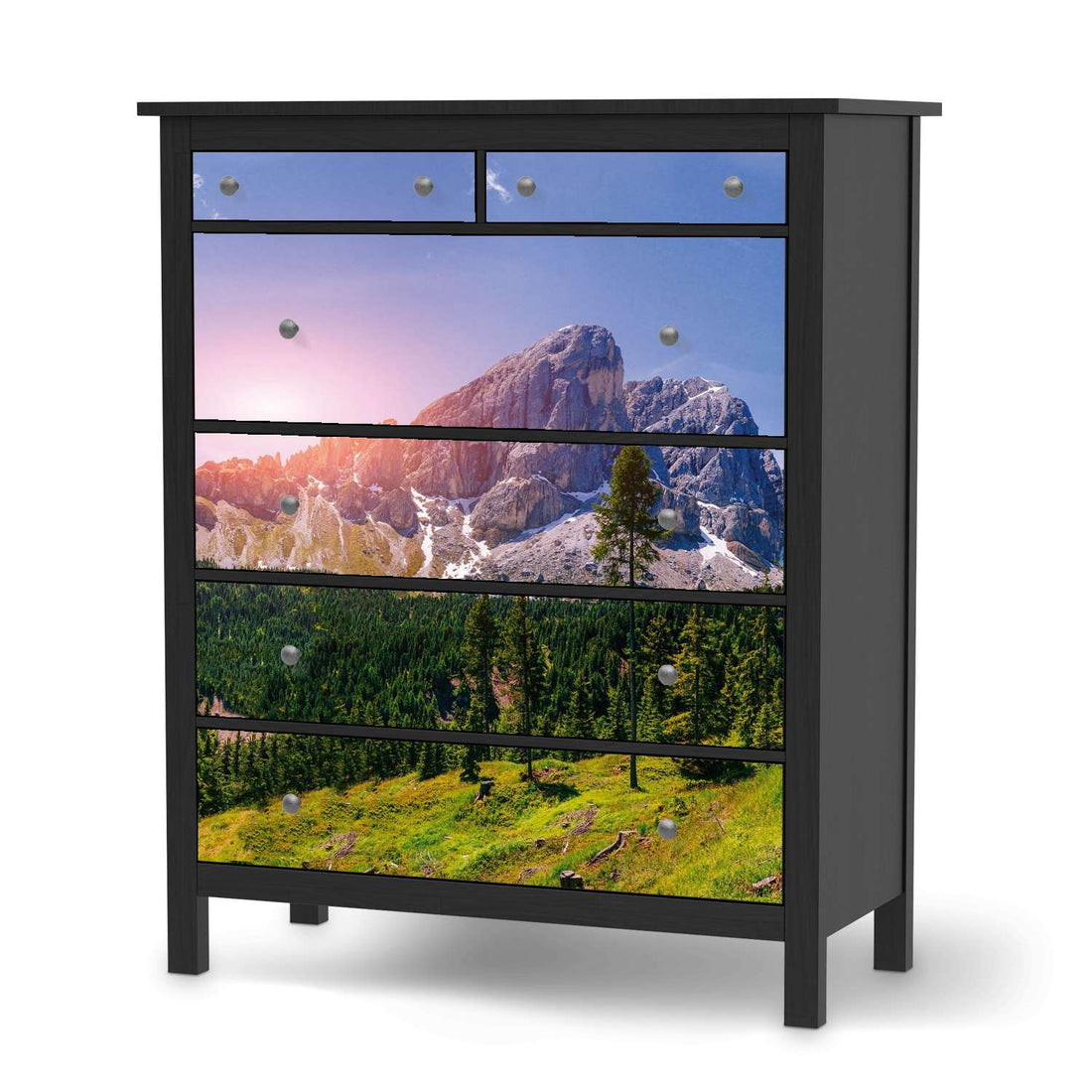 Klebefolie Alpenblick - IKEA Hemnes Kommode 6 Schubladen - schwarz