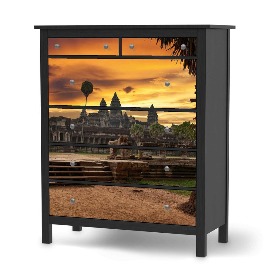 Klebefolie Angkor Wat - IKEA Hemnes Kommode 6 Schubladen - schwarz