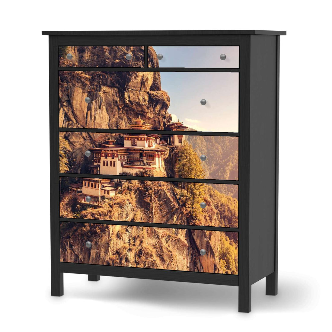 Klebefolie Bhutans Paradise - IKEA Hemnes Kommode 6 Schubladen - schwarz
