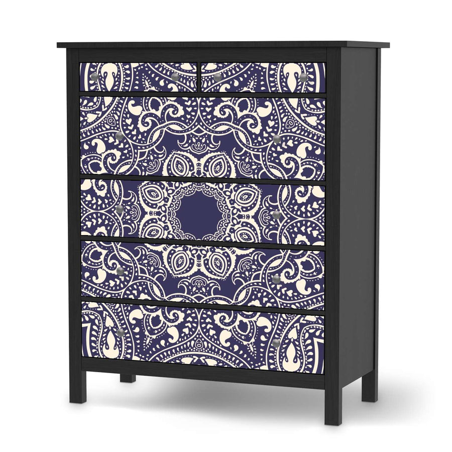Klebefolie Blue Mandala - IKEA Hemnes Kommode 6 Schubladen - schwarz