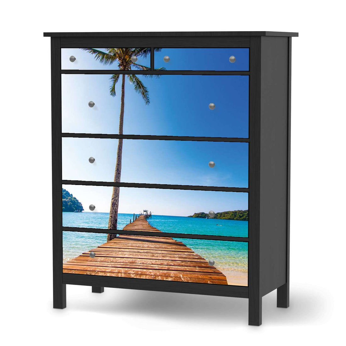 Klebefolie Caribbean - IKEA Hemnes Kommode 6 Schubladen - schwarz