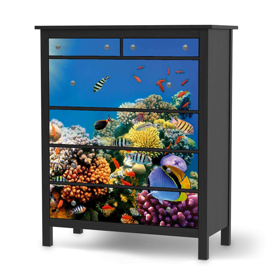 Klebefolie Coral Reef - IKEA Hemnes Kommode 6 Schubladen - schwarz
