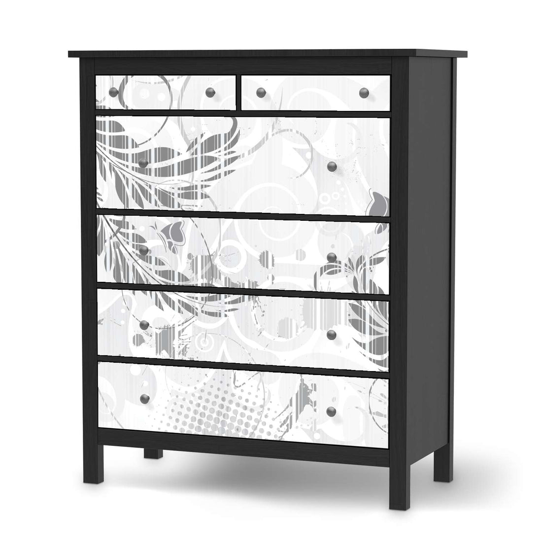 Klebefolie Florals Plain 2 - IKEA Hemnes Kommode 6 Schubladen - schwarz
