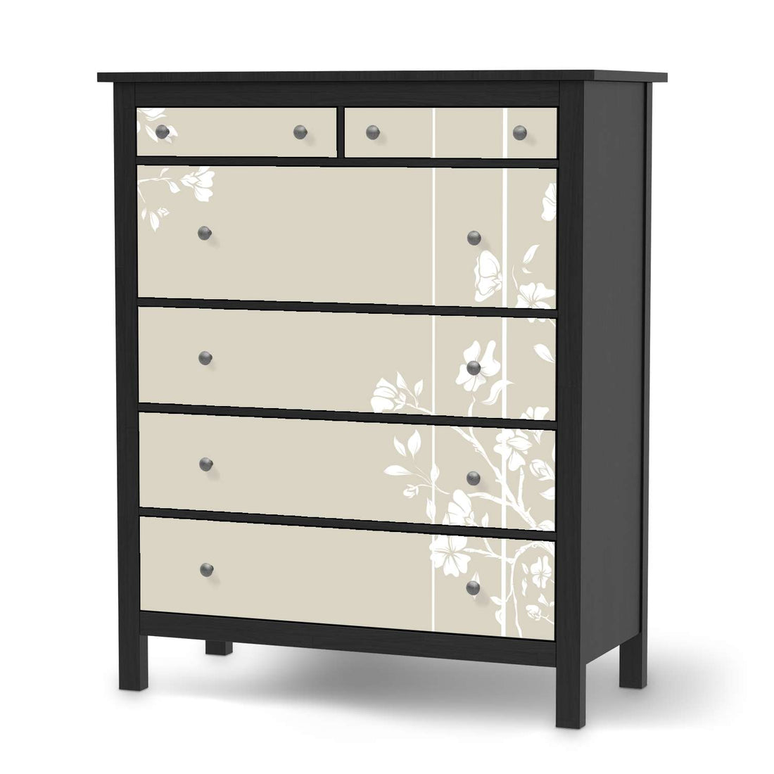 Klebefolie Florals Plain 3 - IKEA Hemnes Kommode 6 Schubladen - schwarz