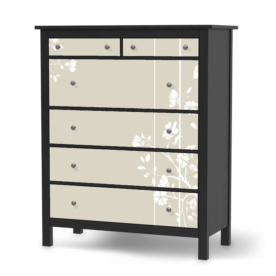 Klebefolie Florals Plain 3 - IKEA Hemnes Kommode 6 Schubladen - schwarz