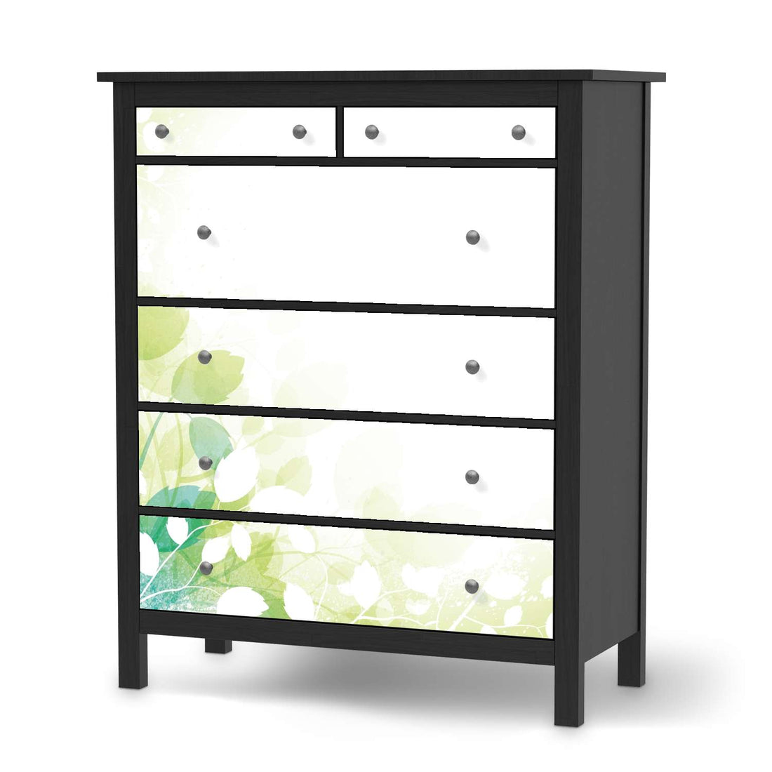 Klebefolie Flower Light - IKEA Hemnes Kommode 6 Schubladen - schwarz