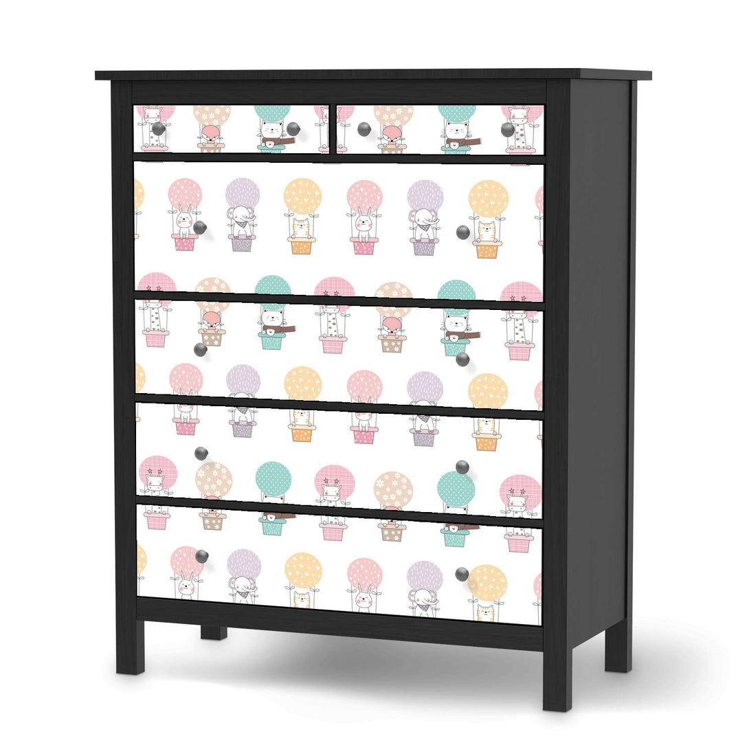 Klebefolie Flying Animals - IKEA Hemnes Kommode 6 Schubladen - schwarz