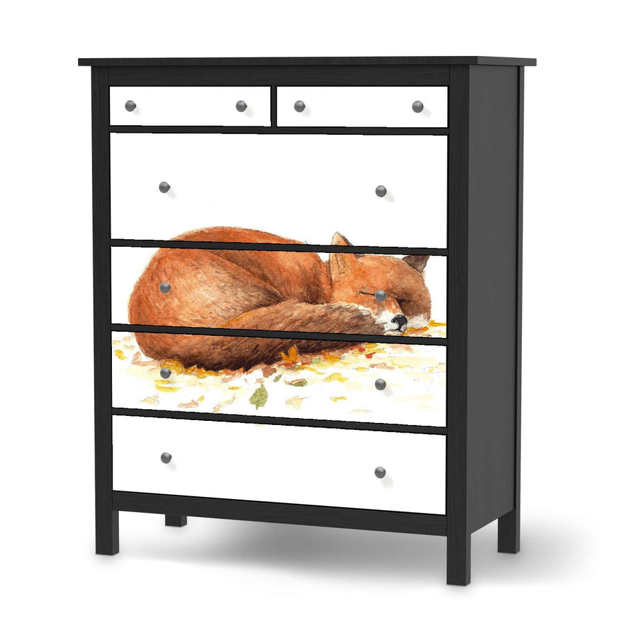 Klebefolie Fuchs  - IKEA Hemnes Kommode 6 Schubladen - schwarz