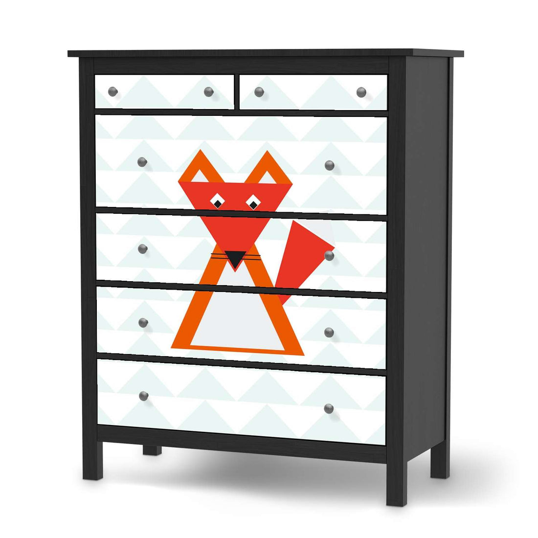 Klebefolie Füchslein  - IKEA Hemnes Kommode 6 Schubladen - schwarz