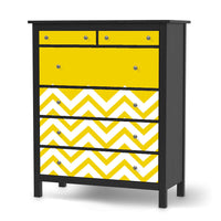 Klebefolie Gelbe Zacken  - IKEA Hemnes Kommode 6 Schubladen - schwarz