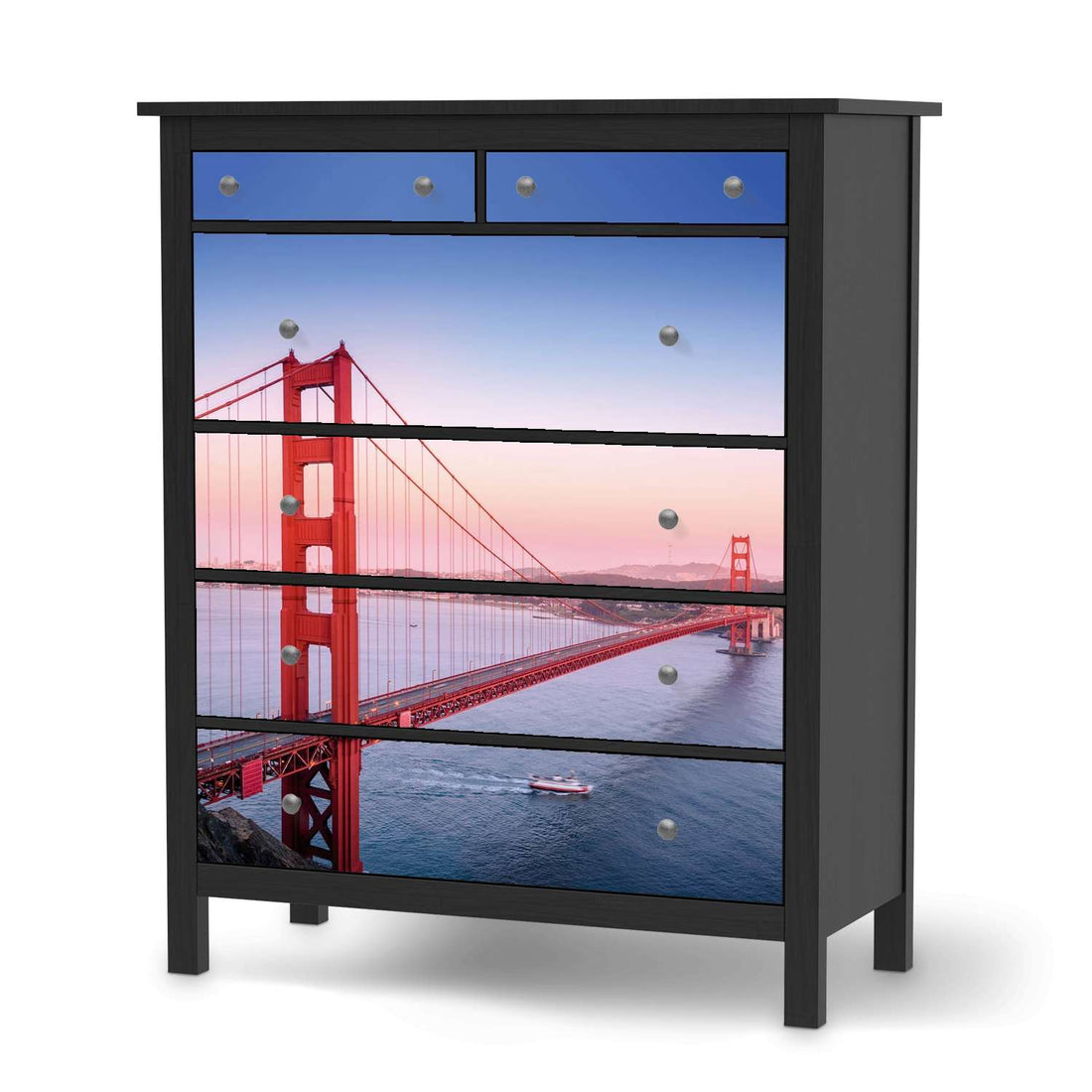 Klebefolie Golden Gate - IKEA Hemnes Kommode 6 Schubladen - schwarz