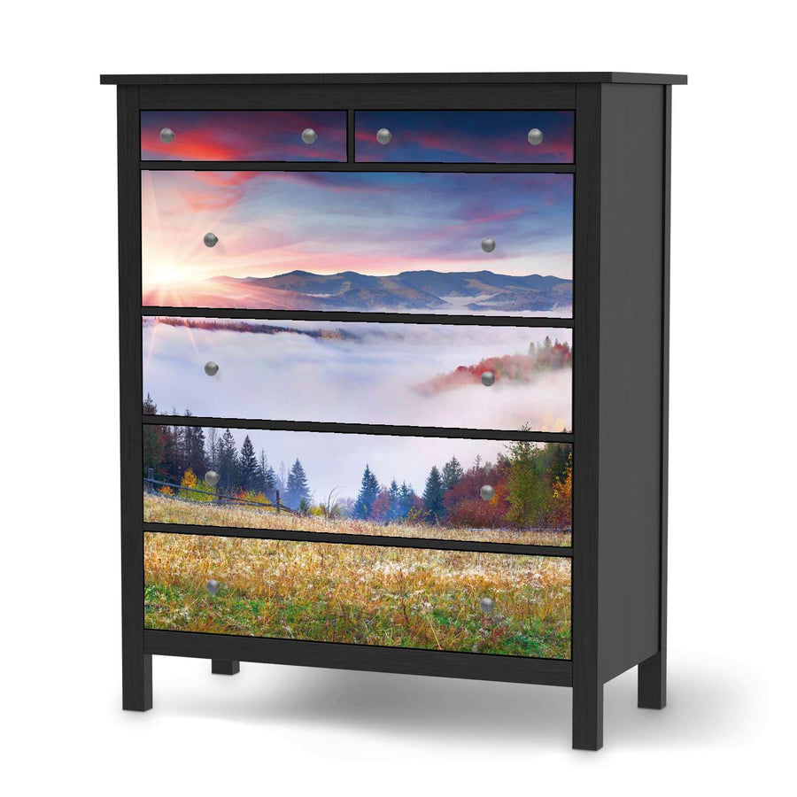 Klebefolie Herbstwald - IKEA Hemnes Kommode 6 Schubladen - schwarz