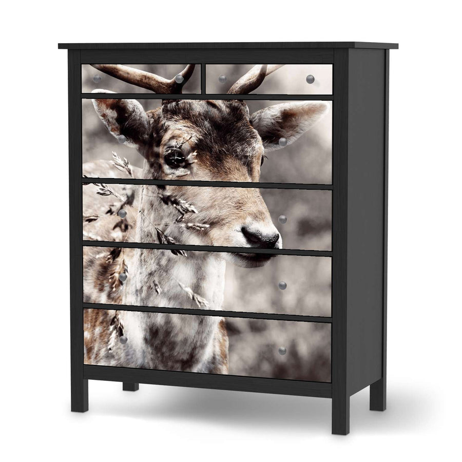 Klebefolie Hirsch - IKEA Hemnes Kommode 6 Schubladen - schwarz