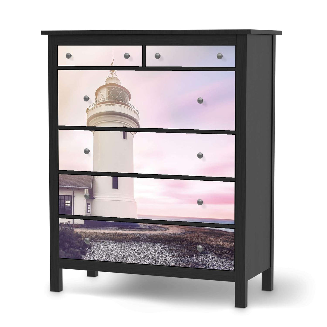 Klebefolie Lighthouse - IKEA Hemnes Kommode 6 Schubladen - schwarz