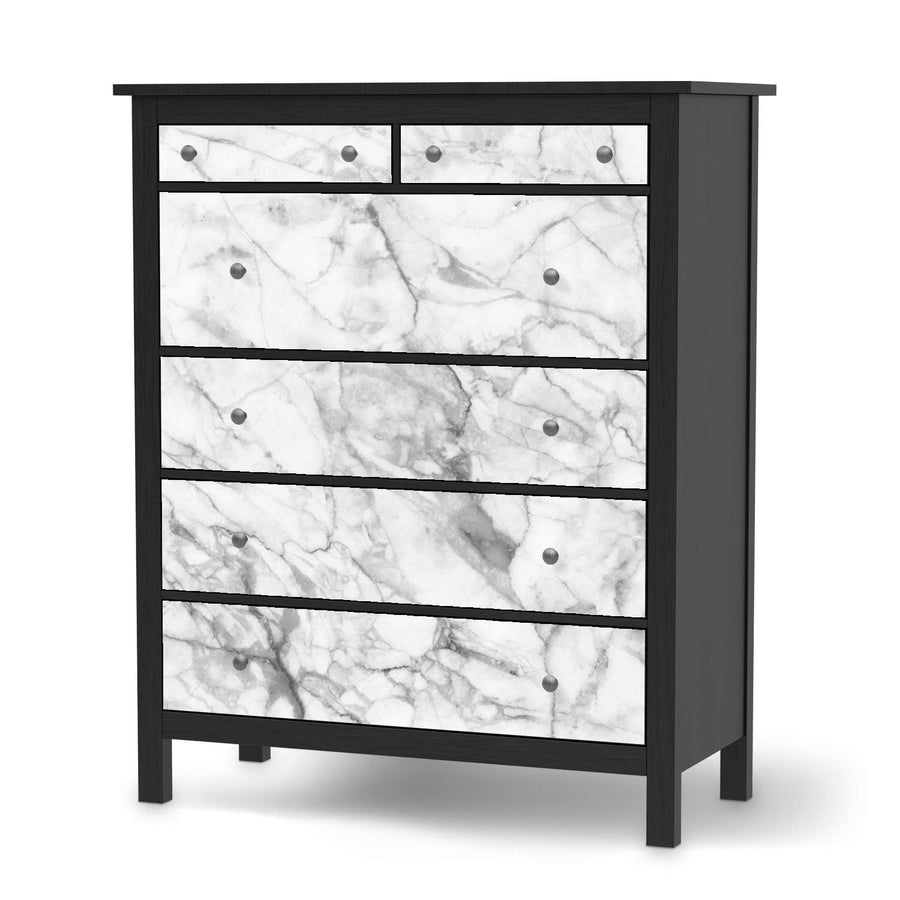 Klebefolie Marmor weiß - IKEA Hemnes Kommode 6 Schubladen - schwarz