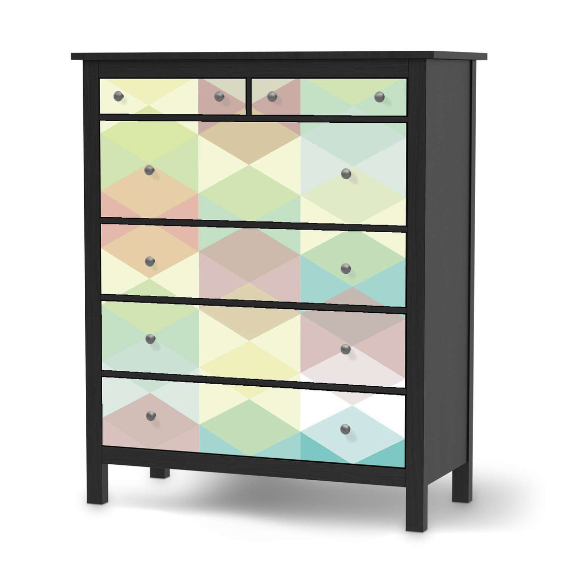 Klebefolie Melitta Pastell Geometrie - IKEA Hemnes Kommode 6 Schubladen - schwarz