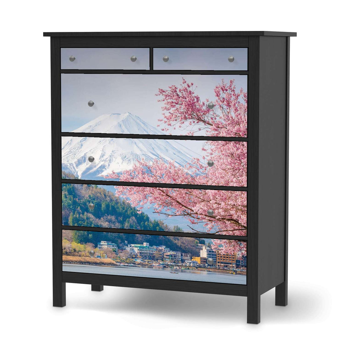 Klebefolie Mount Fuji - IKEA Hemnes Kommode 6 Schubladen - schwarz