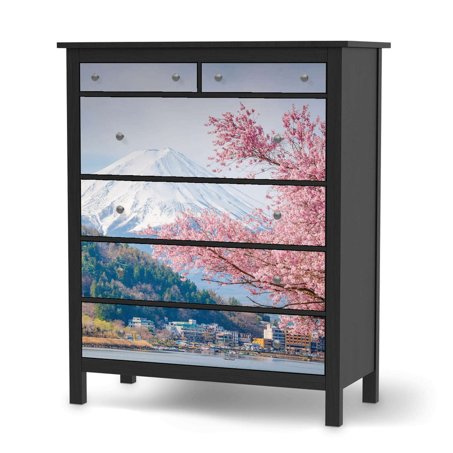 Klebefolie Mount Fuji - IKEA Hemnes Kommode 6 Schubladen - schwarz