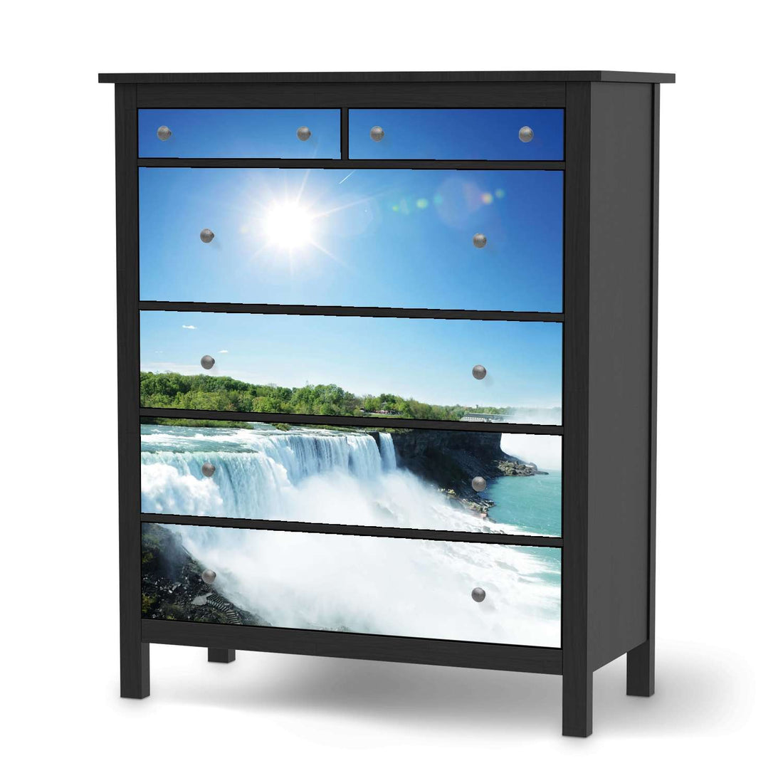 Klebefolie Niagara Falls - IKEA Hemnes Kommode 6 Schubladen - schwarz