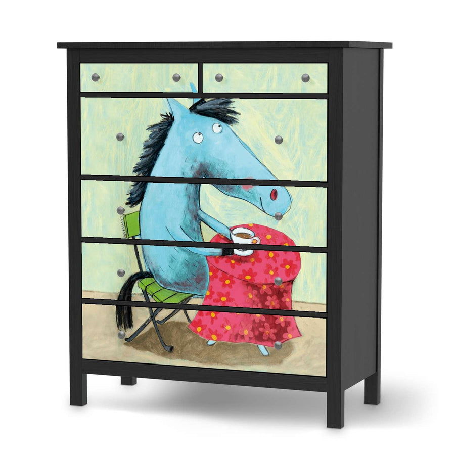 Klebefolie Pferd - IKEA Hemnes Kommode 6 Schubladen - schwarz
