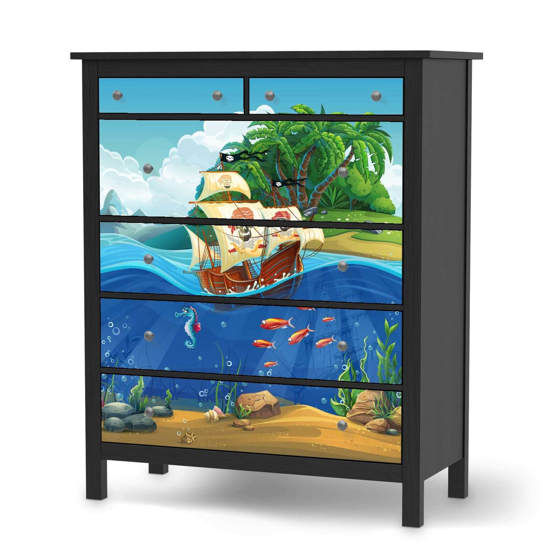 Klebefolie Pirates - IKEA Hemnes Kommode 6 Schubladen - schwarz