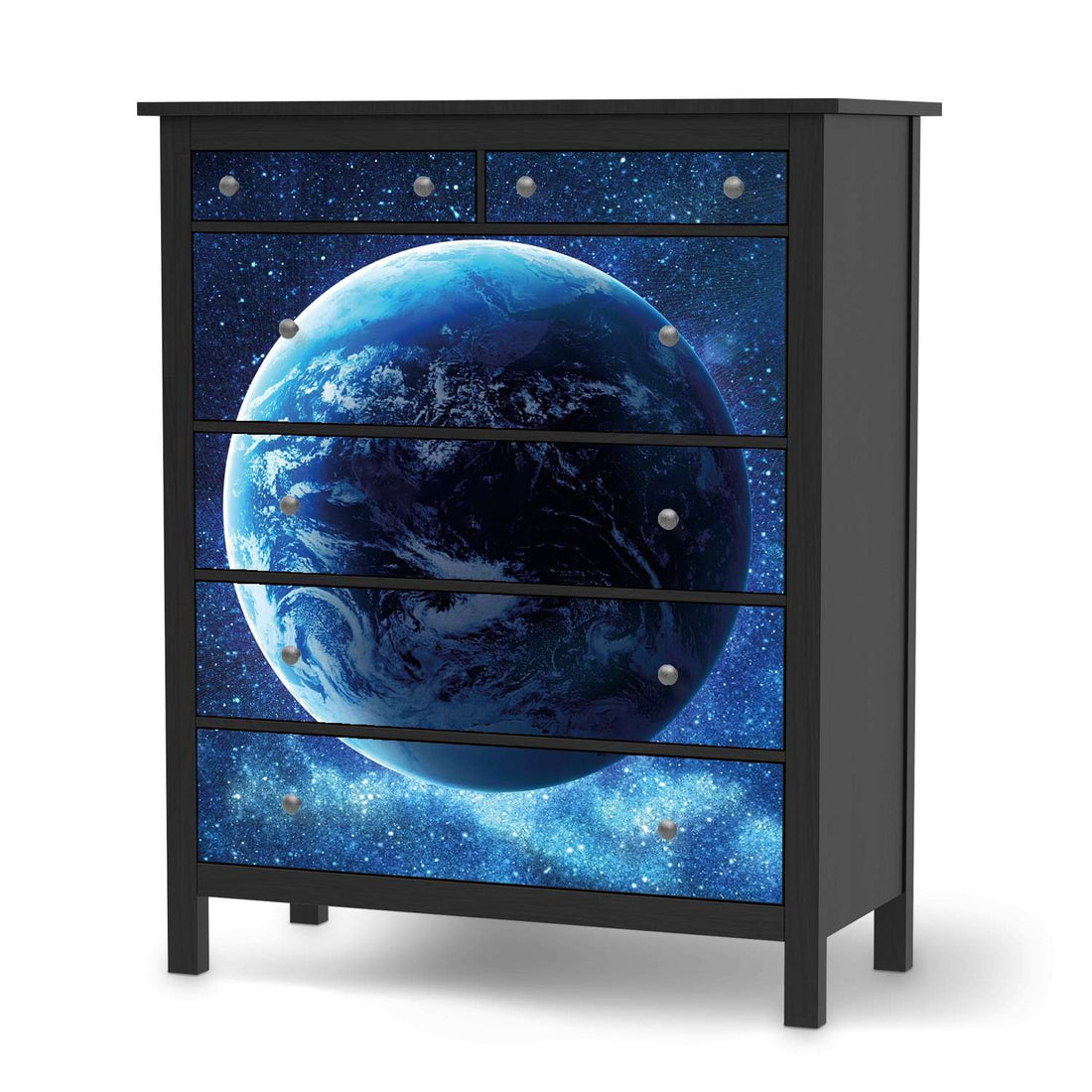 Klebefolie Planet Blue - IKEA Hemnes Kommode 6 Schubladen - schwarz