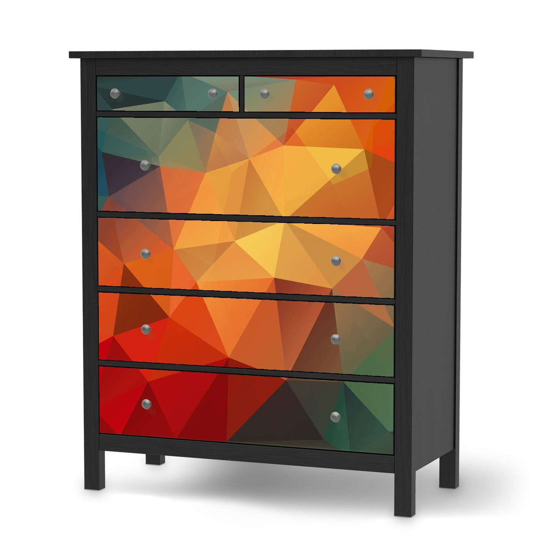 Klebefolie Polygon - IKEA Hemnes Kommode 6 Schubladen - schwarz