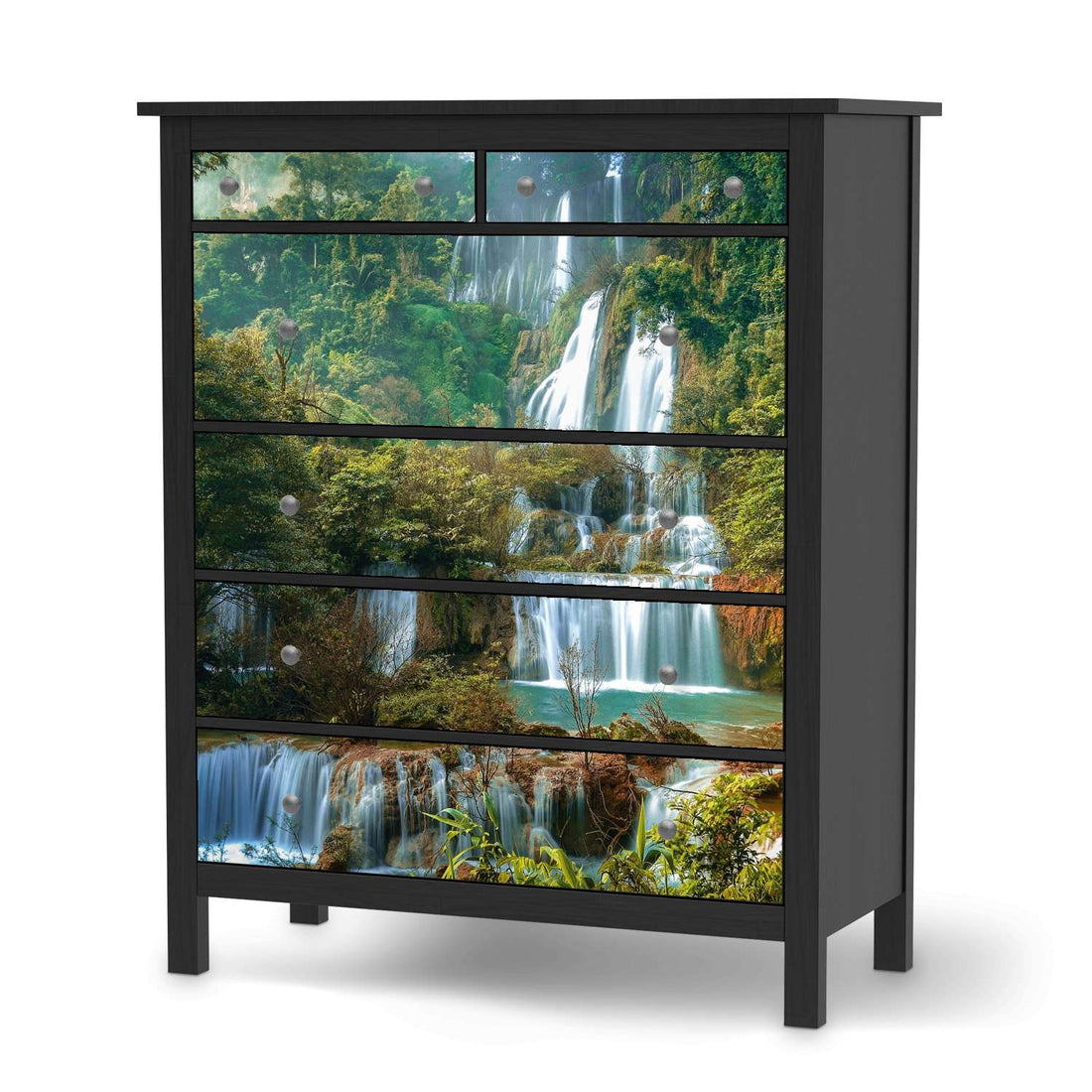 Klebefolie Rainforest - IKEA Hemnes Kommode 6 Schubladen - schwarz