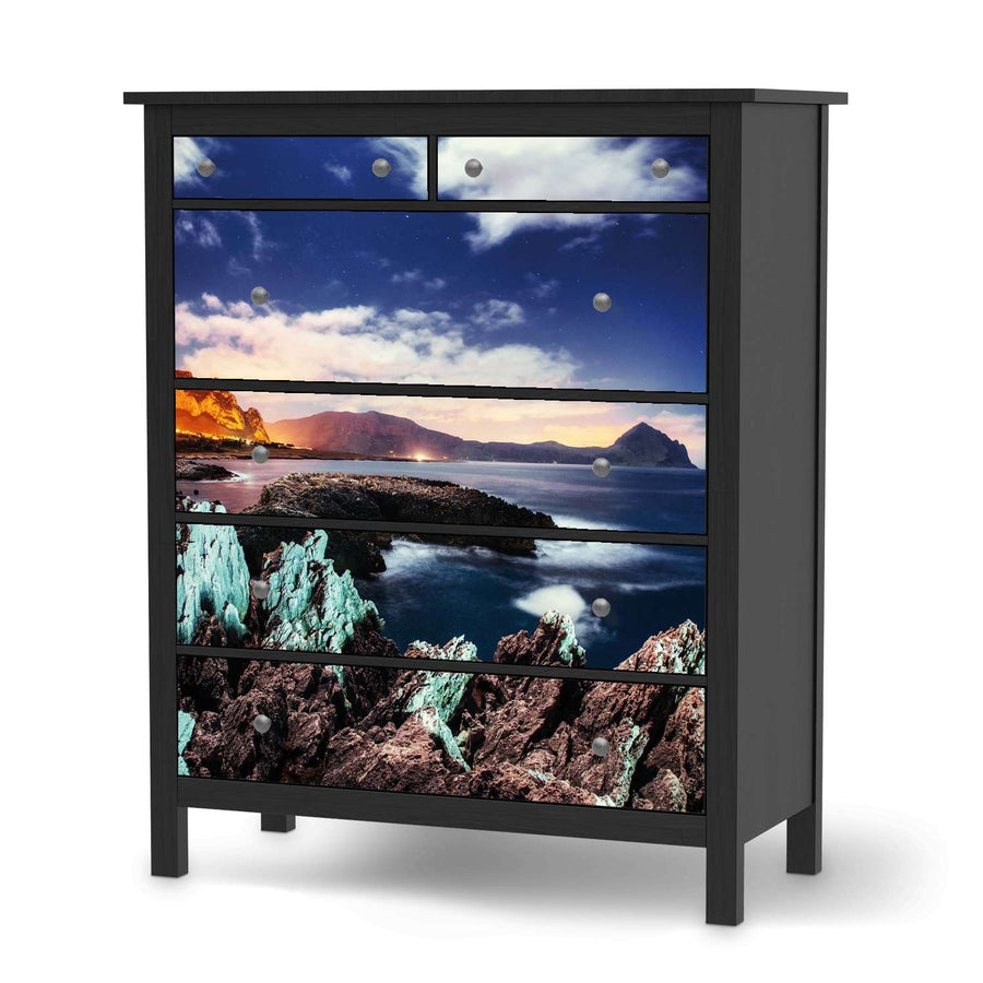 Klebefolie Seaside - IKEA Hemnes Kommode 6 Schubladen - schwarz