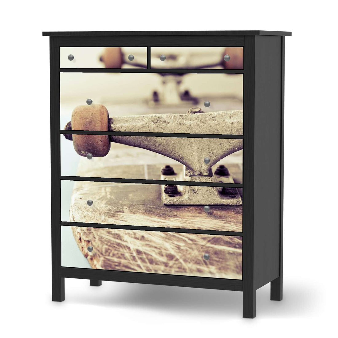 Klebefolie Skateboard - IKEA Hemnes Kommode 6 Schubladen - schwarz