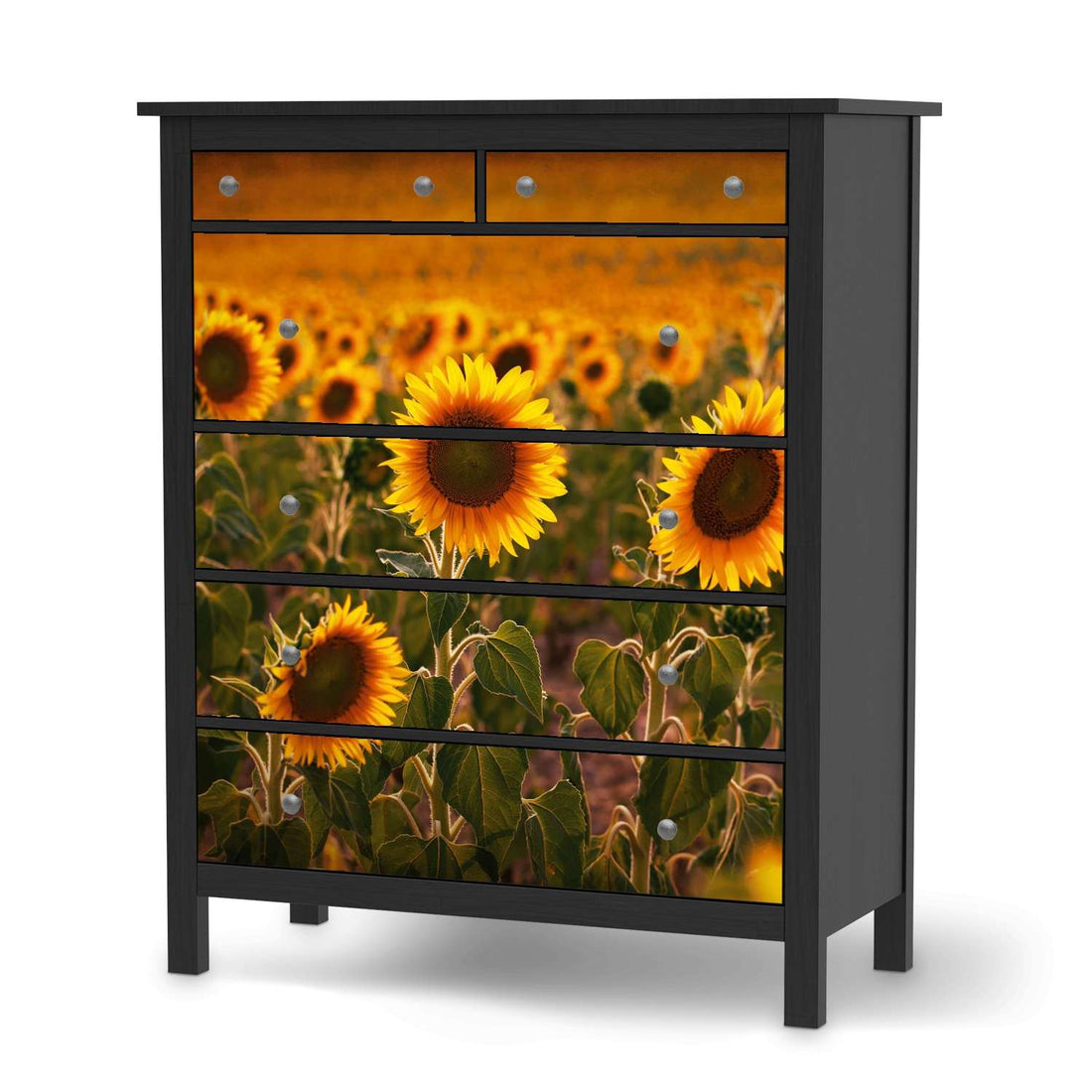 Klebefolie Sunflowers - IKEA Hemnes Kommode 6 Schubladen - schwarz