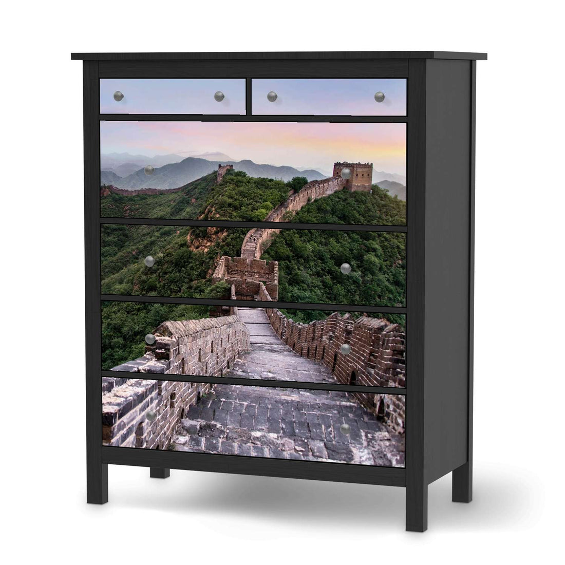 Klebefolie The Great Wall - IKEA Hemnes Kommode 6 Schubladen - schwarz