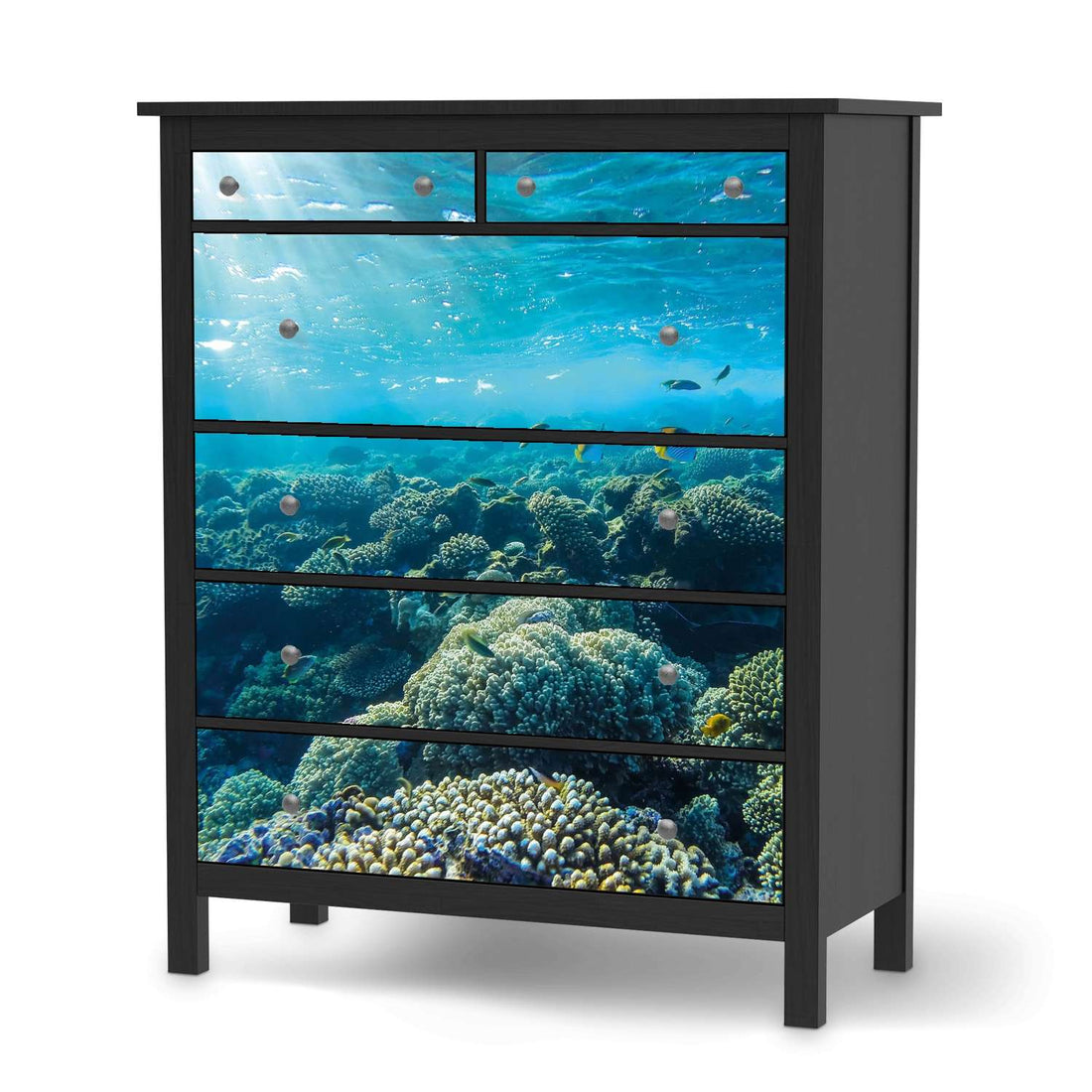 Klebefolie Underwater World - IKEA Hemnes Kommode 6 Schubladen - schwarz