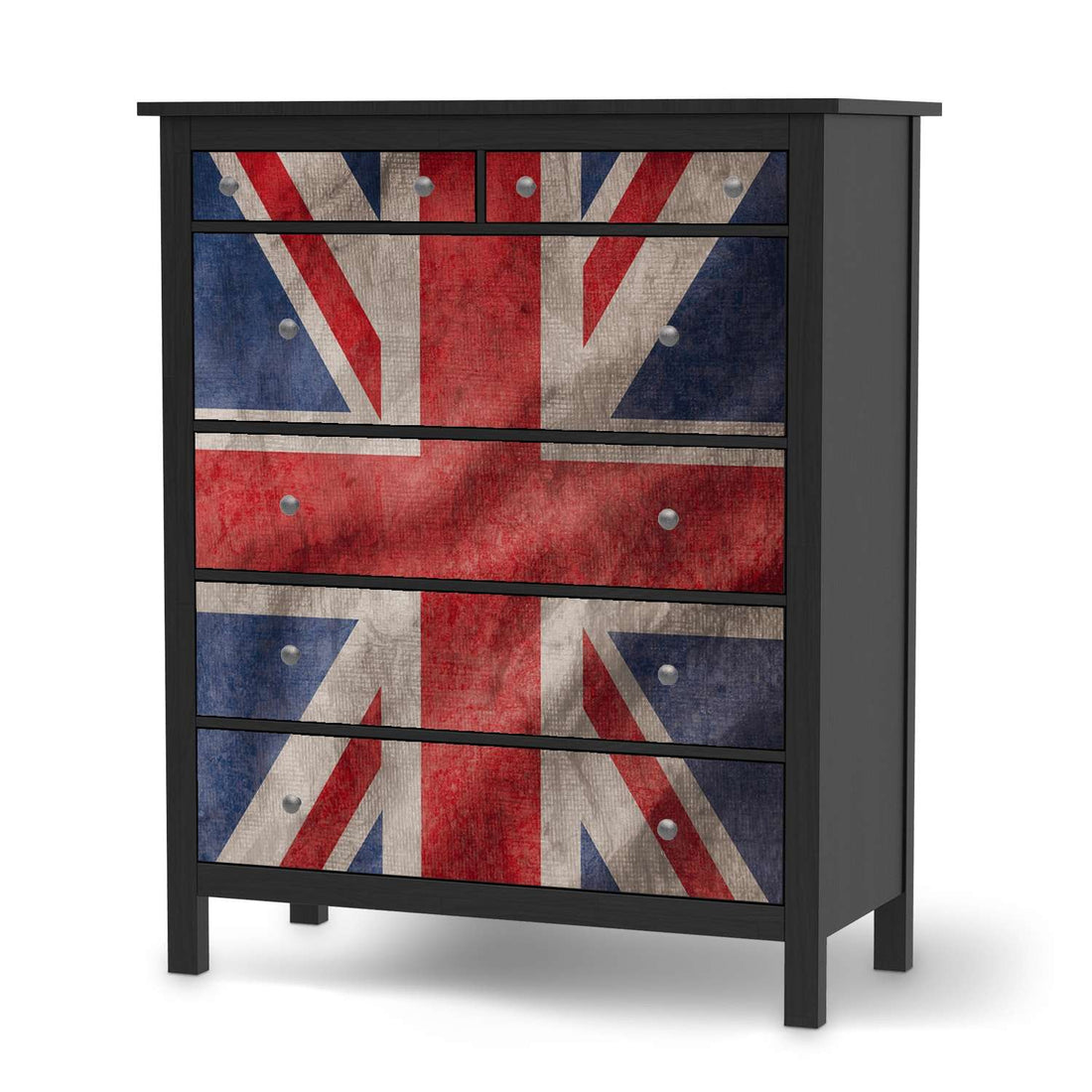 Klebefolie Union Jack - IKEA Hemnes Kommode 6 Schubladen - schwarz