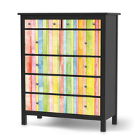 Klebefolie Watercolor Stripes - IKEA Hemnes Kommode 6 Schubladen - schwarz