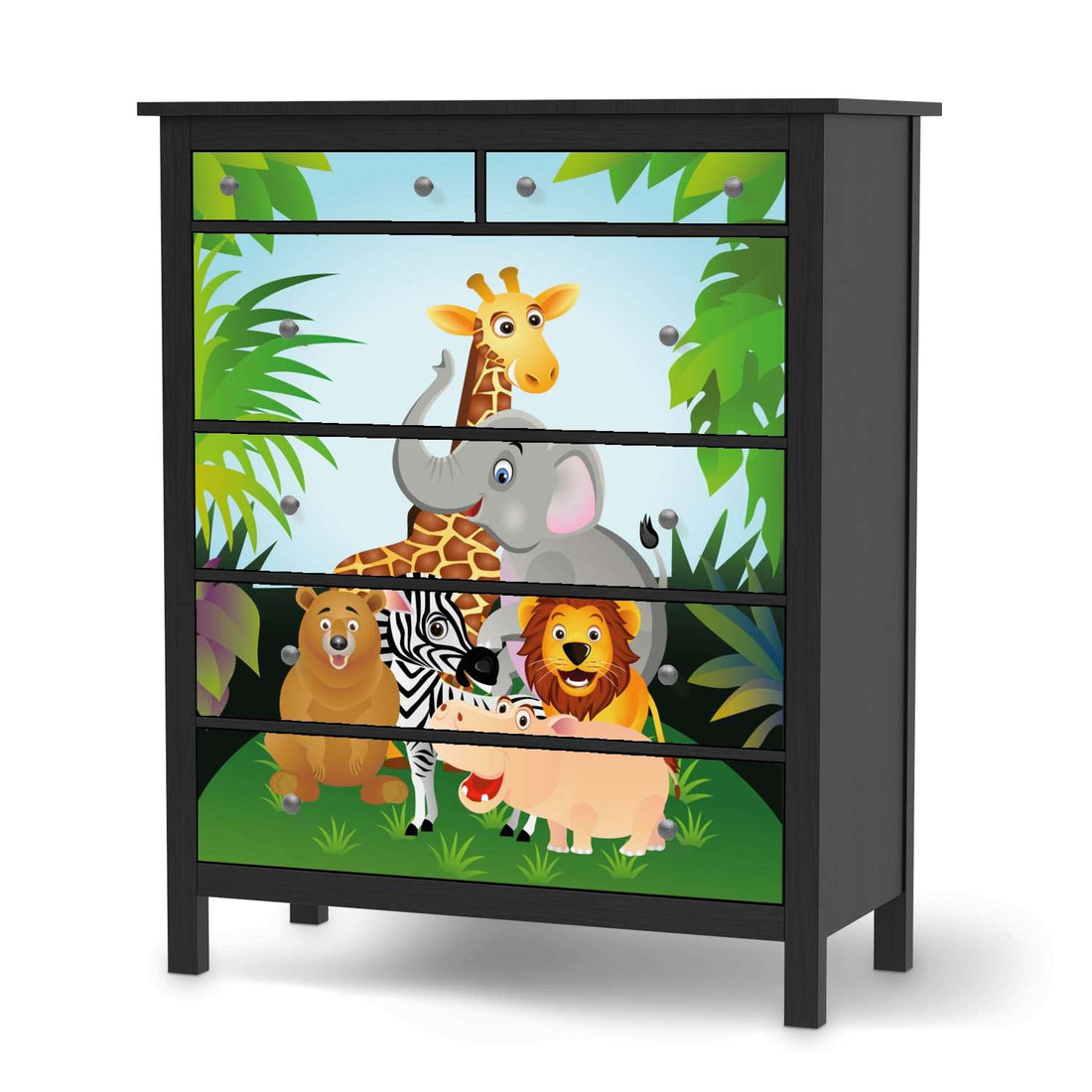 Klebefolie Wild Animals - IKEA Hemnes Kommode 6 Schubladen - schwarz