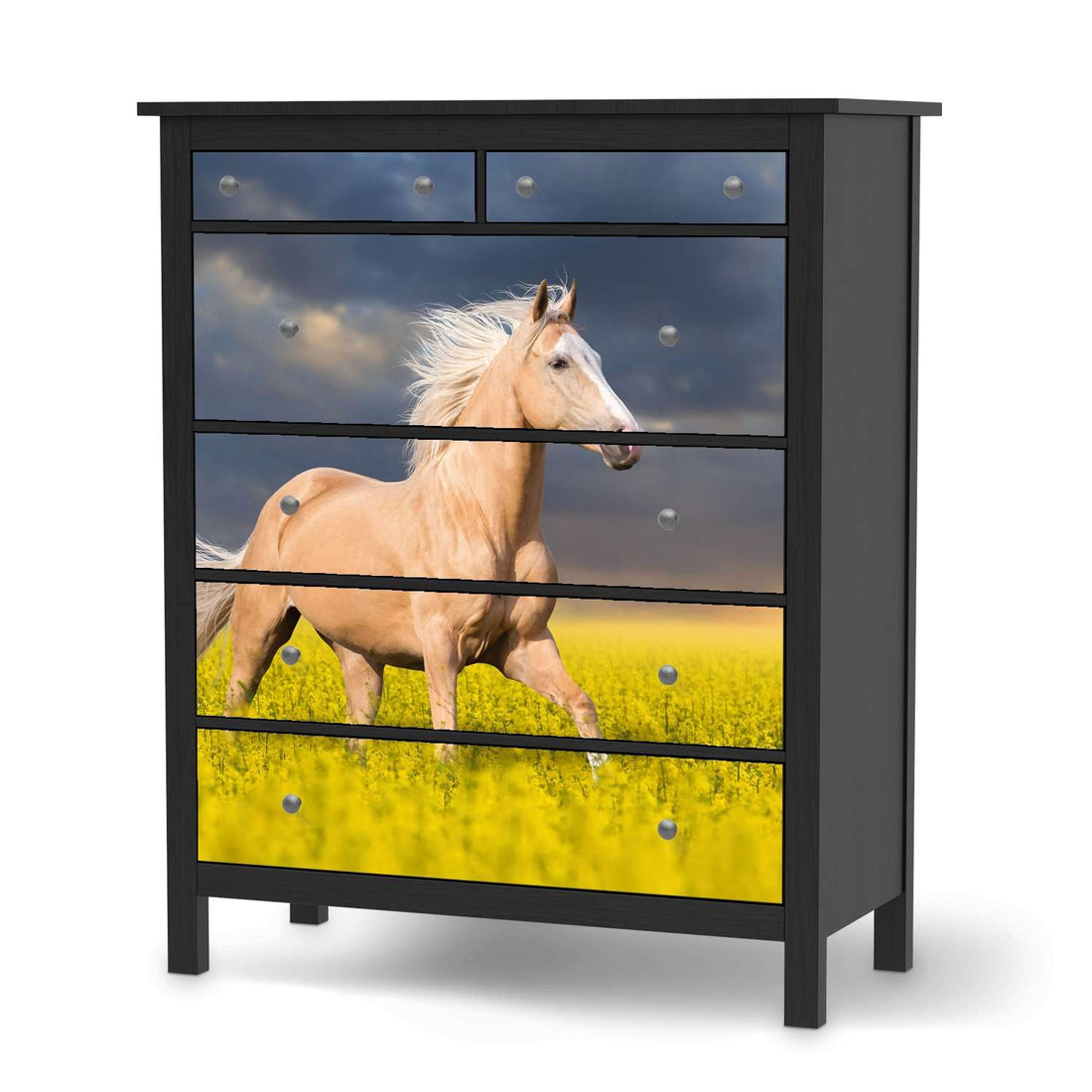 Klebefolie Wildpferd - IKEA Hemnes Kommode 6 Schubladen - schwarz