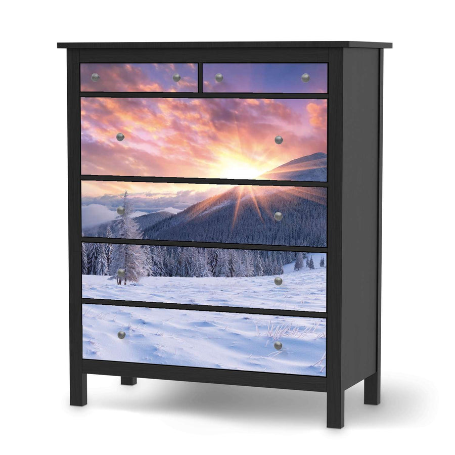 Klebefolie Zauberhafte Winterlandschaft - IKEA Hemnes Kommode 6 Schubladen - schwarz