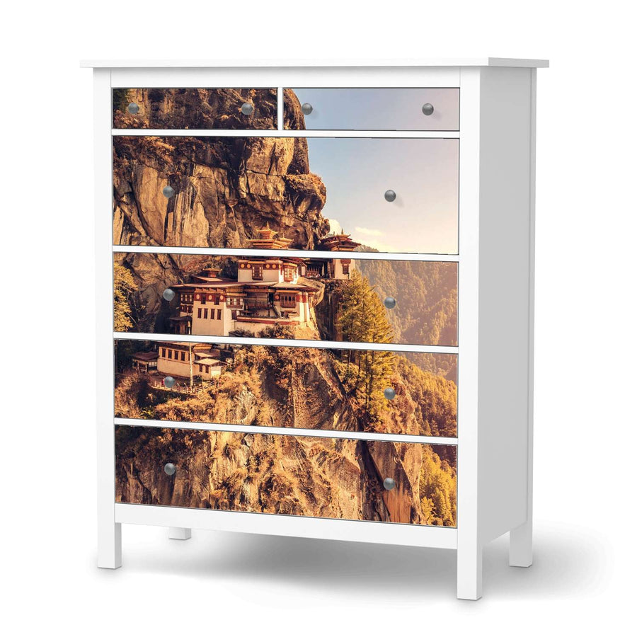 Klebefolie Bhutans Paradise - IKEA Hemnes Kommode 6 Schubladen  - weiss
