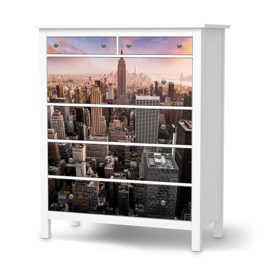 Klebefolie Big Apple - IKEA Hemnes Kommode 6 Schubladen  - weiss