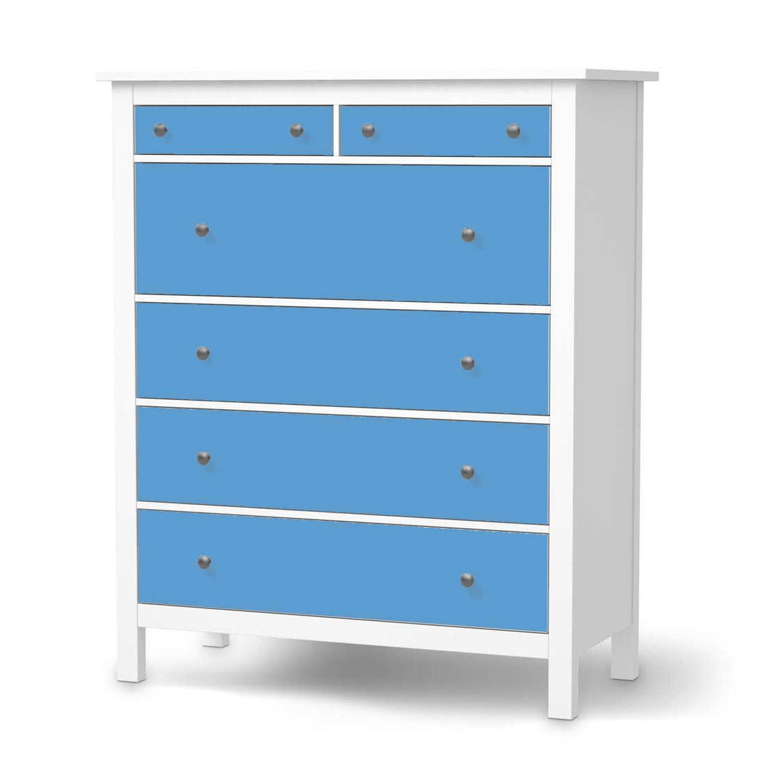 Klebefolie Blau Light - IKEA Hemnes Kommode 6 Schubladen  - weiss