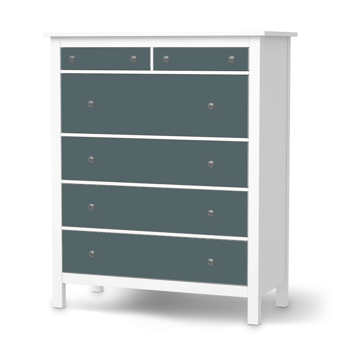 Klebefolie Blaugrau Light - IKEA Hemnes Kommode 6 Schubladen  - weiss