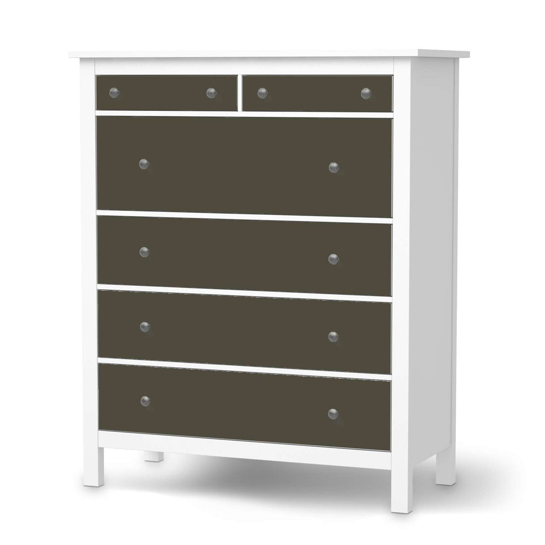 Klebefolie Braungrau Dark - IKEA Hemnes Kommode 6 Schubladen  - weiss