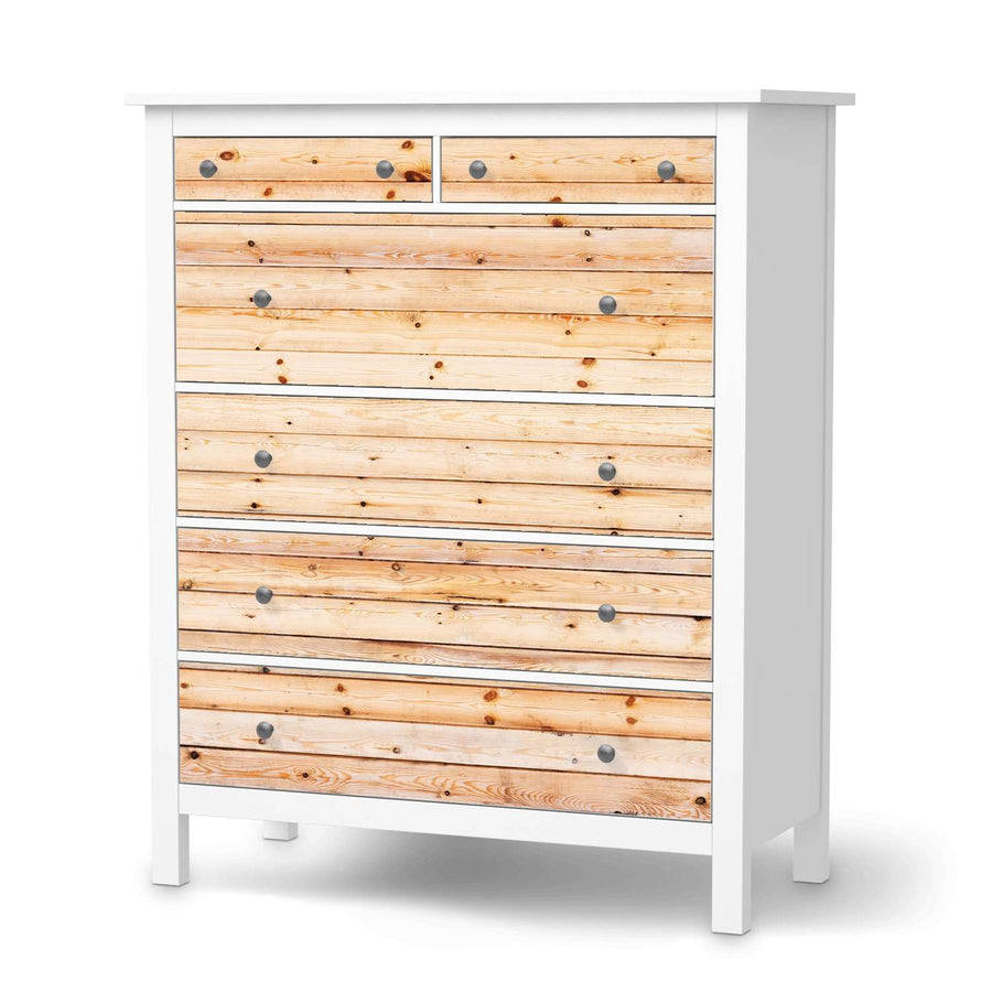 Klebefolie Bright Planks - IKEA Hemnes Kommode 6 Schubladen  - weiss